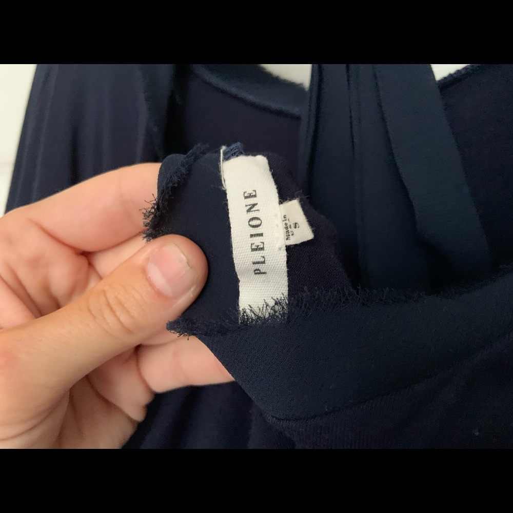 Navy Blue Top with Tie KeyHole Back